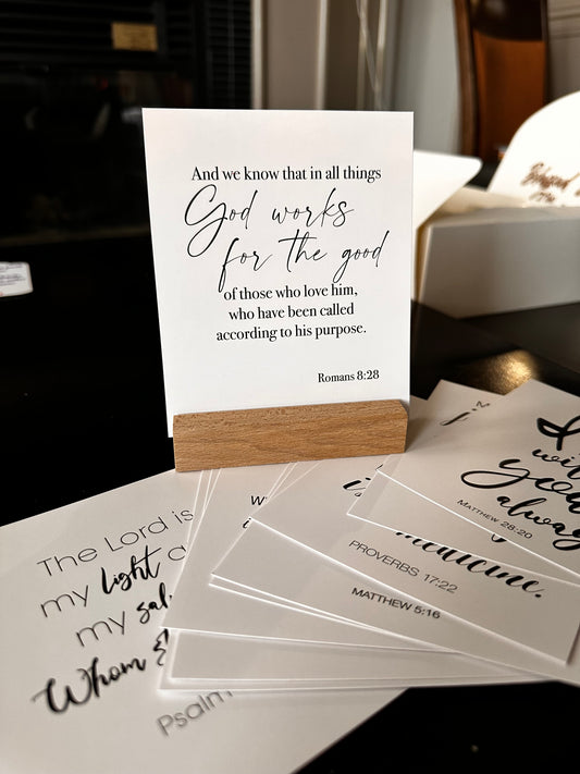 Carte de verset biblique avec présentoire
